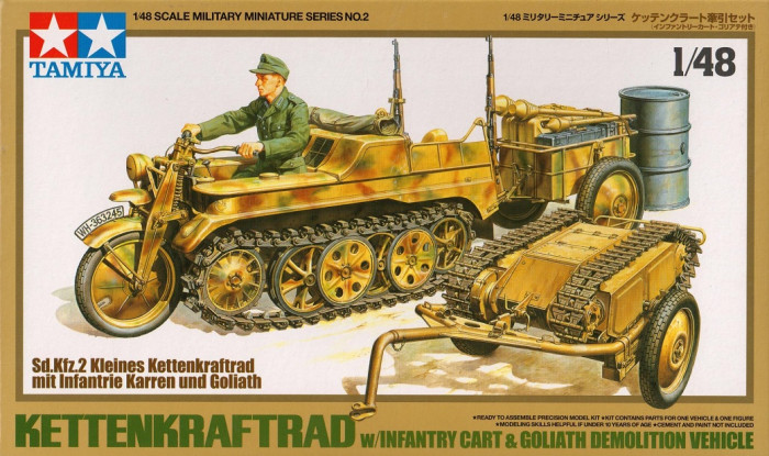 Náhľad produktu - 1:48 Kettenkraftrad w/Infantry Cart & Goliath Demolition Vehicle