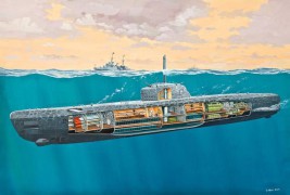 1:144 Deutsches U-Boot Typ XXI s interiérom