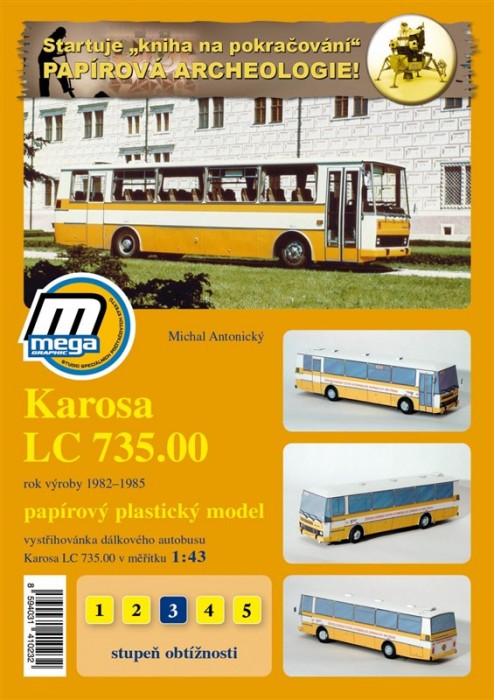 Náhľad produktu - 1:43 Karosa LC 735.00 diaľkový autobus - vystrihovačka