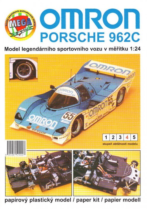 Náhľad produktu - 1:24 Porsche 962C OMRON - vystrihovačka