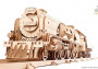 Drevené 3D mechanické puzzle – parná lokomotíva V-Expres s tendrom