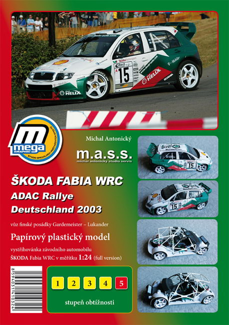 Náhľad produktu - 1:24 Škoda Fabia WRC, ADAC Rally 2003 + interiér - vystrihovačka