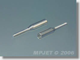 Koncovka tiahla duralová pre trubku s priemerom 3 mm, závit M2,5 (2 ks)