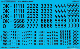 1:48 Čísla a písmená na klzáky (čierne)