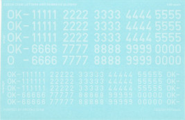 1:48 Čísla a písmená na klzáky (biele)