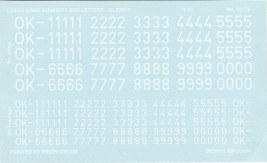 1:72 Čísla a písmená na klzáky (biele)