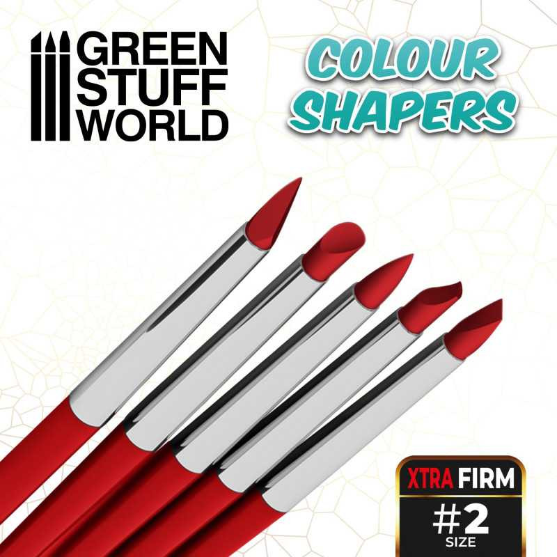 Náhľad produktu - Silikónové štetce Colour Shapers Red Extra Firm, veľkosť 2 (5 ks)