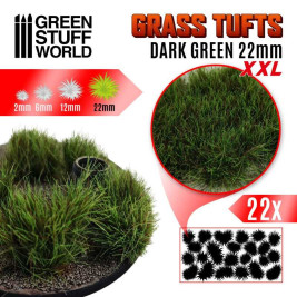 Grass Tufts XXL – samolepiace mačiny tmavo zelené, 22mm (22 ks)