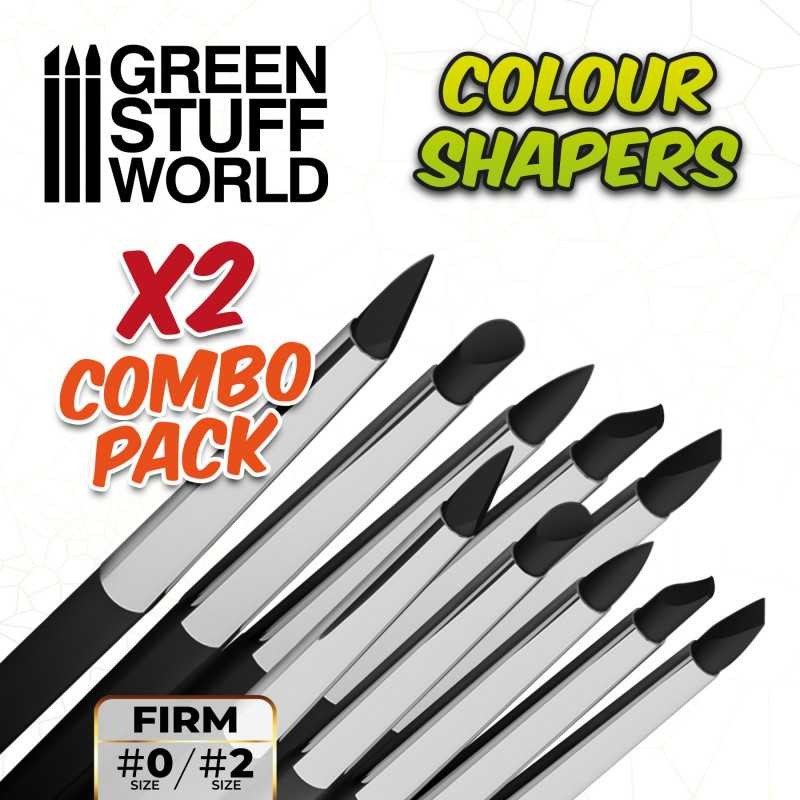 Náhľad produktu - Silikónové štetce Colour Shapers Black Firm Combo, veľkosť 0 & 2 (10 ks)