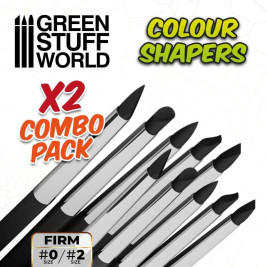 Silikónové štetce Colour Shapers Black Firm Combo, veľkosť 0 & 2 (10 ks)