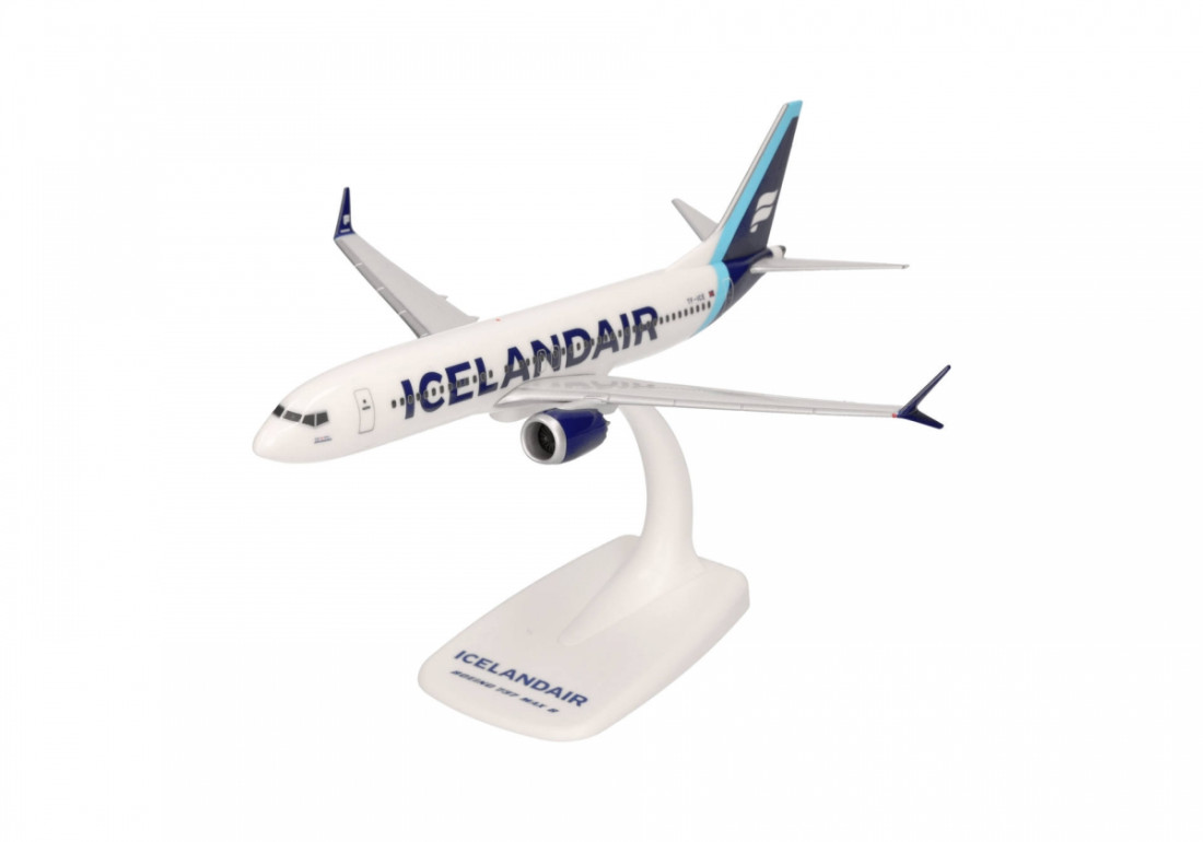Náhľad produktu - 1:200 Boeing 737 MAX 8, Icelandair, Sky Blue Tail Design, Jökulsárlón (Snap-Fit)