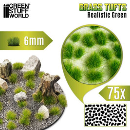 Grass Tufts XXL – samolepící drny realistická zelená tráva, 6mm (75 ks)
