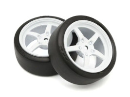 1:10 Kyosho Fazer Mk2: Pneumatiky driftovacie s bielymi diskami (2 ks)