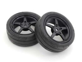 1:10 Kyosho Fazer Mk2: Pneumatiky TC Medium s čiernymi diskami (2 ks)