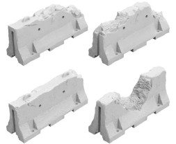 Resin Broken Jersey Barriers – poškodené betónové zábrany Jersey (4 ks)