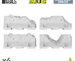 Resin Broken Jersey Barriers – poškodené betónové zábrany Jersey (4 ks)