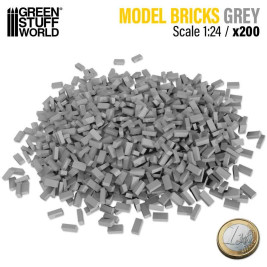 Miniature Bricks – keramické tehly šedej 1:24 (200 ks)