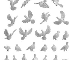 3D Printed Set Pigeons – 3D tlačenie holuby (26 ks)