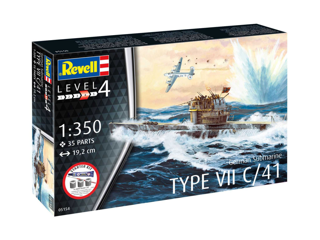 Náhľad produktu - 1:350 German Submarine Type VII C/41 (Starter Kit)