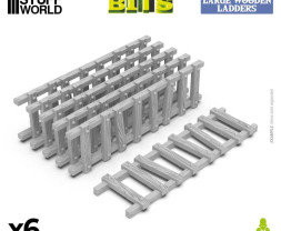 3D Printed Large Wooden Ladders 1:48-1:35 - 3D tlačené veľké drevené rebríky (6 ks)