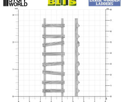 3D Printed Large Wooden Ladders 1:48-1:35 - 3D tlačené veľké drevené rebríky (6 ks)