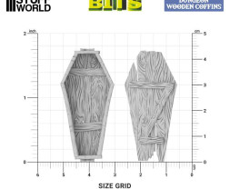 3D Printed Dungeon Wooden Coffins 1:48 - 3D tlačené drevené rakvy (3 ks)