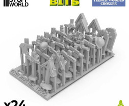 3D Printed Trench Wooden Crosses 1:48-1:35 - 3D tlačené drevené kríže (24 ks)