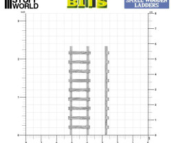 3D Printed Small Wooden Ladders 1:48-1:35 - 3D tlačené malé drevené rebríky (6 ks)