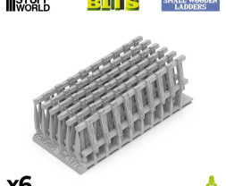 3D Printed Small Wooden Ladders 1:48-1:35 - 3D tlačené malé drevené rebríky (6 ks)