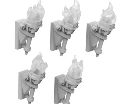 3D Printed Set Wall Torches for 3mm LEDs – 3D tlačené nástenné lúče pre 3mm LED (5 ks)