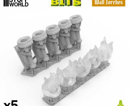 3D Printed Set Wall Torches for 3mm LEDs – 3D tlačené nástenné lúče pre 3mm LED (5 ks)