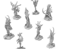 3D Printed Set Dark Skull Totems – 3D tlačené temné lebky (8 ks)