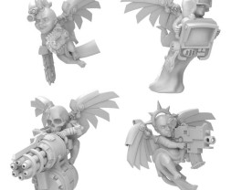 3D Printed Set Cyber Cherubs Servitors – 3D tlačenie kybernetickej cherubovej (4 ks)