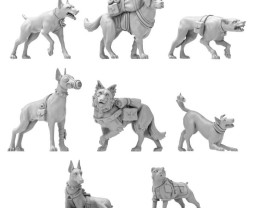 3D Printed Set War Dogs – 3D tlačenie vojnové psy (9 ks)