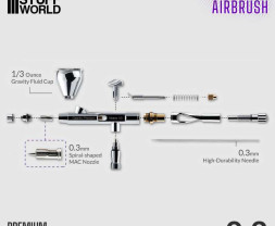 Dvojčinná striekacia airbrush pištoľ Gaahleri Premium GHPM-Mobius s tryskou 0,3 mm