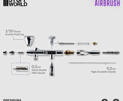 Dvojčinná striekacia airbrush pištoľ Gaahleri Premium GHPM-Mobius s tryskou 0,2 mm