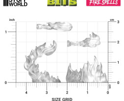 3D Printed Set Fire Spells – 3D tlačené ohňové efekty (22 ks)