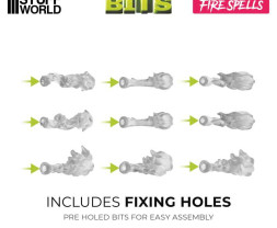 3D Printed Set Fire Spells – 3D tlačené ohňové efekty (22 ks)