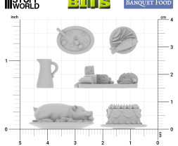 3D Printed Set Banquet Food – 3D slávnostná tabuľa (20 ks)
