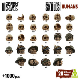 3D Printed Set Battlefield Resin Skulls – 3D tlačené lebky (1000 ks)