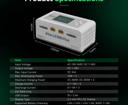 GensAce Imars D300 Plus G-Tech Dual Channel AC/DC 300W/700W nabíjač/vybíjač (biely)