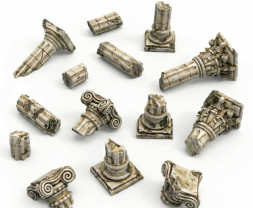 3D Printed Set Greek Column Ruins – 3D tlačené zrúcaniny antických stĺpov (14 ks)