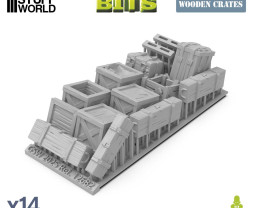 3D Printed Set Wooden Food Crates – 3D tlačené drevené prepravné debny (14 ks)