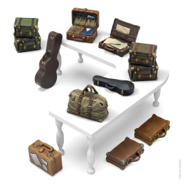 Suitcases 1:35 3D printed set - 12x 3D tištěné kufry
