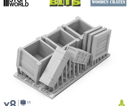 Wooden Crates 1:35 3D printed set - 8x 3D tištěné dřevěné bedny
