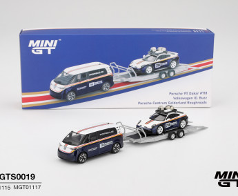 1:64 Porsche 911 Dakar #718 / Volkswagen ID. Buzz Porsche Centrum Gelderland Roughroads Set