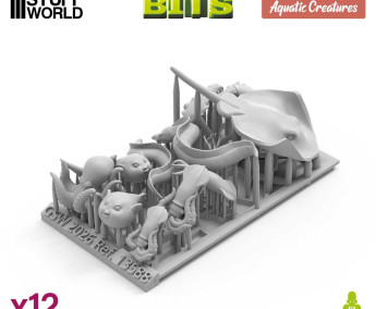 Aquatic Creatures 1:48-1:35 3D printed set - 12x 3D vodní tvorové