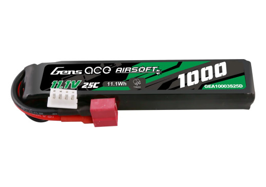 Airsoft Gens Ace LiP3 - 3S 1000mAh 11.1V 3S1P (25C) s konektorem T-Dean