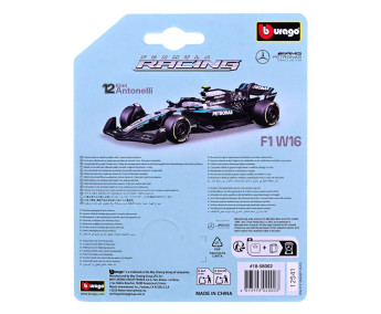 Bburago – FORMULA RACING Mercedes-AMG Petronas W16.2025, 12 Kimi Antonelli, 1:64