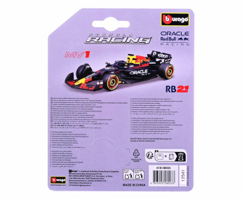 Bburago – FORMULA RACING Oracle Red Bull Racing RB21.2025, 1 Max Verstappen, 1:64